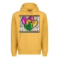 Mustard mardi gras heart Premium Hoodie - BarkalooDesign