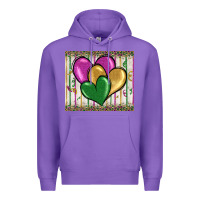 Purple mardi gras heart Premium Hoodie - BarkalooDesign