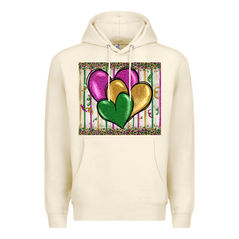 Mardi Gras Heart Premium Hoodie by BarkalooDesign | Teevron
