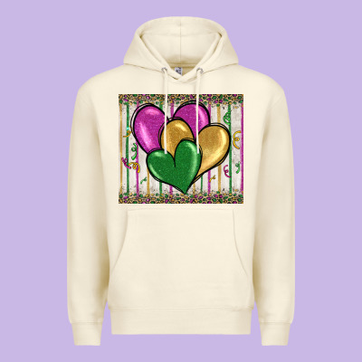 Mardi Gras Heart Premium Hoodie Designed By Barkaloodesign