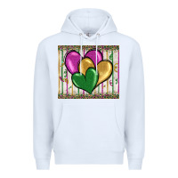 White mardi gras heart Premium Hoodie - BarkalooDesign
