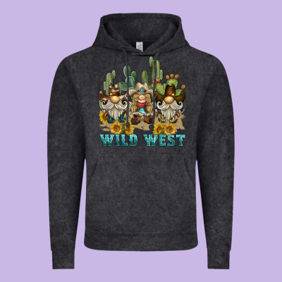 Wild West Western Gnome Vintage Hoodie Designed By Barkaloodesign