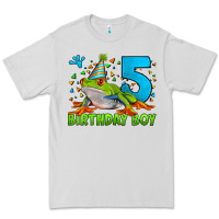 Dove Grey Birthday Boy Frog Age 5 Premium Tee - LillyAllenDesigns