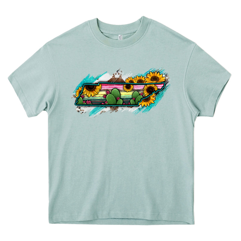 Tennessee Map Sunflower Cactus Serape Heavy Core Tee by RanaPortraitStore | Teevron