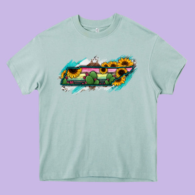 Tennessee Map Sunflower Cactus Serape Heavy Core Tee Designed By Ranaportraitstore