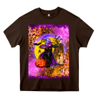 Chocolate Brown witchy cat Heavy Core Tee - BundleAndBundleShop
