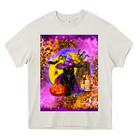 Cream witchy cat Heavy Core Tee - BundleAndBundleShop