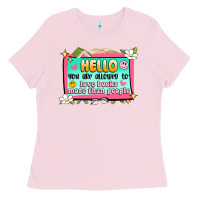 Bubblegum Pink hello you are allowed to love books more than peop Ladies Tee - Artiststas
