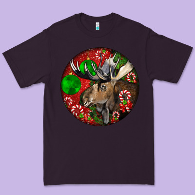 Moose Buck Deer Christmas Premium Tee Designed By Lillyallendesigns