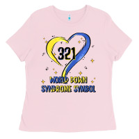 Bubblegum Pink world down syndrome symbol Ladies Tee - Artiststas