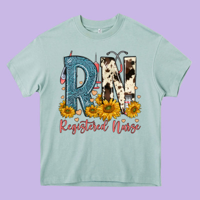Rn Registered Nurse Heavy Core Tee Designed By Fadigitalartstudio