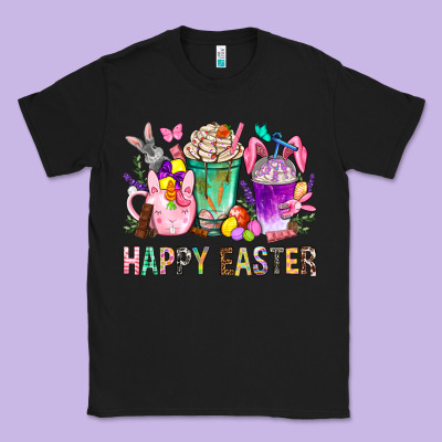 Happy Easter Coffee Cups With Bunny Classic Tee Designed By Bundleandbundleshop