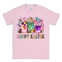 Bubblegum Pink Happy Easter Coffee Cups With Bunny Classic Tee - BundleAndBundleShop