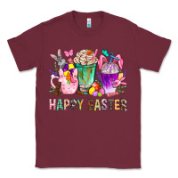 Burgundy Happy Easter Coffee Cups With Bunny Classic Tee - BundleAndBundleShop