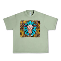 Oil Green leopard sunflowers and gemstone skull Urban Heavy Tee - RanaPortraitStore