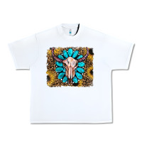 White leopard sunflowers and gemstone skull Urban Heavy Tee - RanaPortraitStore