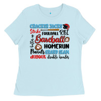 Baby Blue baseball typography words Ladies Tee - Artiststas