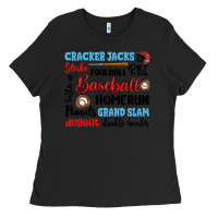 Black baseball typography words Ladies Tee - Artiststas