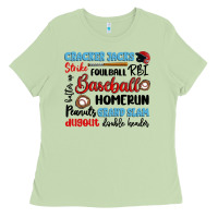 Matcha baseball typography words Ladies Tee - Artiststas