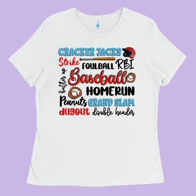 Baseball Typography Words Ladies Tee Designed By Artiststas