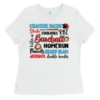 White baseball typography words Ladies Tee - Artiststas