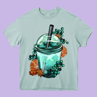 Winter Bobba Cup Heavy Core Tee Designed By Fadigitalartstudio