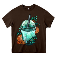 Chocolate Brown Winter Bobba Cup Heavy Core Tee - FaDigitalArtStudio