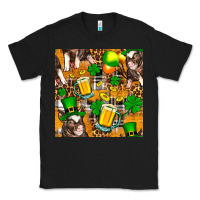 Black St. Patrick's Day Pig With Beer And Shamrock Classic Tee - FaDigitalArtStudio
