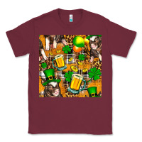 Burgundy St. Patrick's Day Pig With Beer And Shamrock Classic Tee - FaDigitalArtStudio