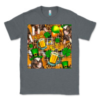 Charcoal Heather St. Patrick's Day Pig With Beer And Shamrock Classic Tee - FaDigitalArtStudio