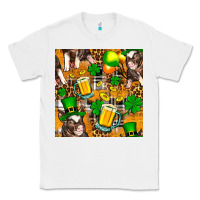 White St. Patrick's Day Pig With Beer And Shamrock Classic Tee - FaDigitalArtStudio