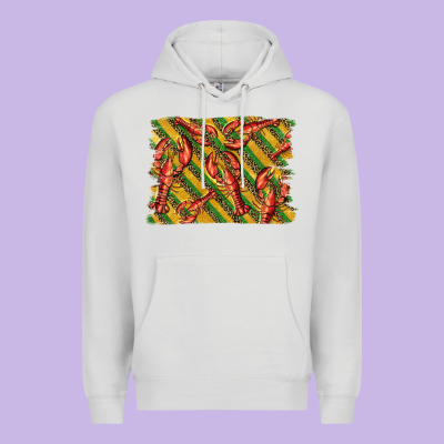 Mardi Gras Crawfish Background Premium Hoodie Designed By Barkaloodesign
