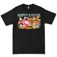 Black Happy Easter Animal Farm Truck Premium Tee - CowhideDigitalArt