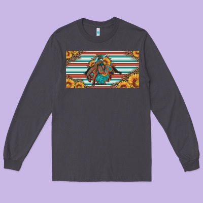 Bucking Bronco Aztec Shape License Plate Long Sleeve Tee Designed By Artiststas