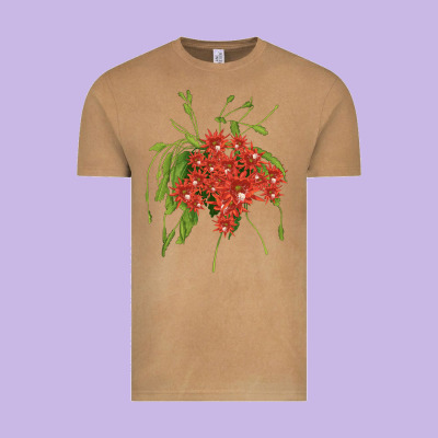 Red Orchid Cactus Vintage Tee Designed By Lillyallendesigns