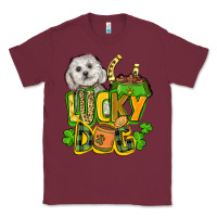 Burgundy lucky dog St. Patrick's Classic Tee - FaDigitalArtStudio