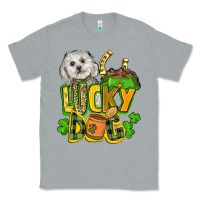 Heather Grey lucky dog St. Patrick's Classic Tee - FaDigitalArtStudio