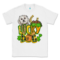 White lucky dog St. Patrick's Classic Tee - FaDigitalArtStudio