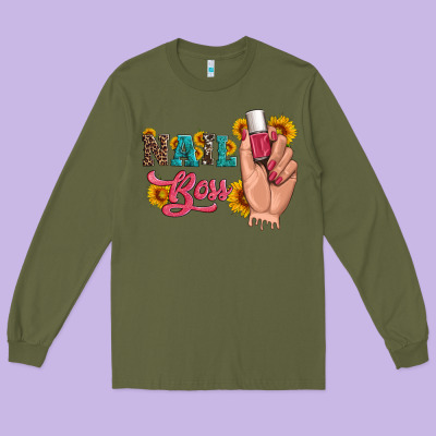 Western Sunflowers Nail Boss Long Sleeve Tee Designed By Artiststas