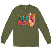 Army Green western sunflowers nail boss Long Sleeve Tee - Artiststas