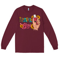 Burgundy western sunflowers nail boss Long Sleeve Tee - Artiststas