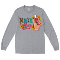 Heather Grey western sunflowers nail boss Long Sleeve Tee - Artiststas