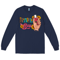 Navy western sunflowers nail boss Long Sleeve Tee - Artiststas