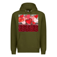 Army Green valentine's day red hearts red leopard Premium Hoodie - BarkalooDesign