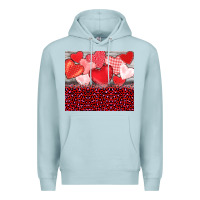 Blue Mist valentine's day red hearts red leopard Premium Hoodie - BarkalooDesign