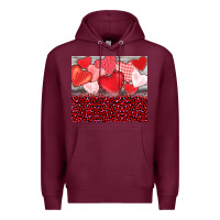 Burgundy valentine's day red hearts red leopard Premium Hoodie - BarkalooDesign