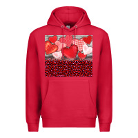 Cardinal valentine's day red hearts red leopard Premium Hoodie - BarkalooDesign