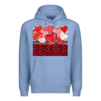 Colony Blue valentine's day red hearts red leopard Premium Hoodie - BarkalooDesign
