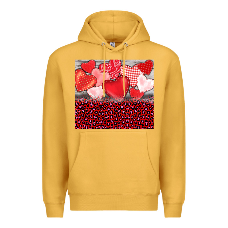 Valentine's Day Red Hearts Red Leopard Premium Hoodie by BarkalooDesign | Teevron