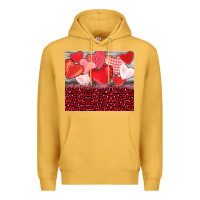 Mustard valentine's day red hearts red leopard Premium Hoodie - BarkalooDesign